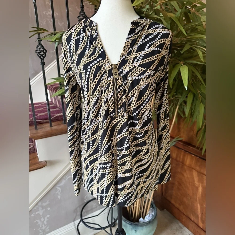 MICHAEL KORS ladies, chain-link style, long sleeve blouse size small